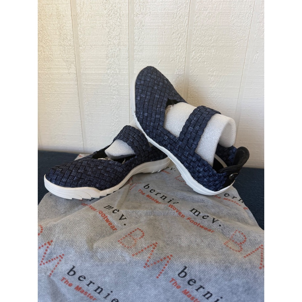 Bernie Mev Kids Woven Mary Jane Sneakers Navy Blue Elastic Flats Size 32